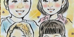 似顔絵イベント大阪・家族の似顔絵