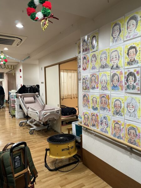 似顔絵イベント　高齢者施設　デイサービス