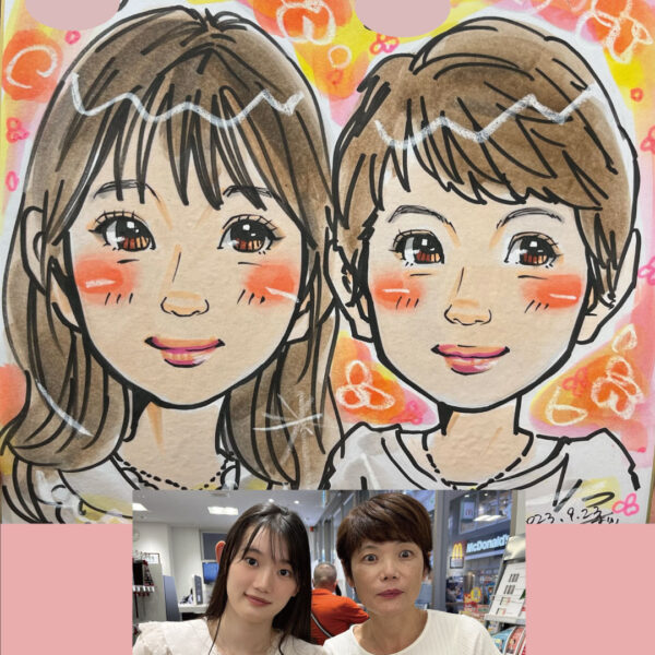 似顔絵イベント・企業イベント会場でその場で描いた似顔絵作品