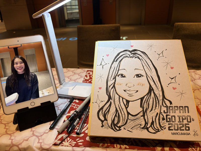東京の企業展示会で実施した出張似顔絵サービス