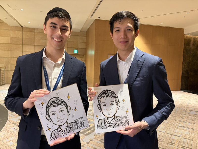 東京のホテルで開催された企業展示会の似顔絵サービス