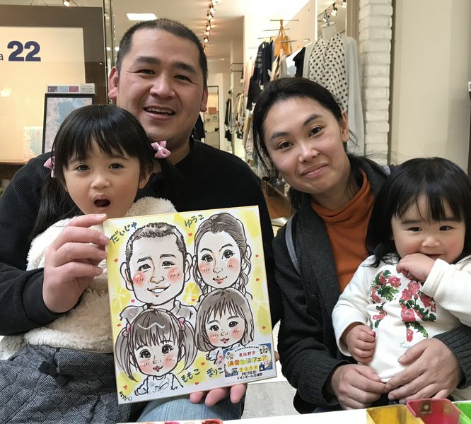 クリスマスイベントでお客様にプレゼントする手描き似顔絵